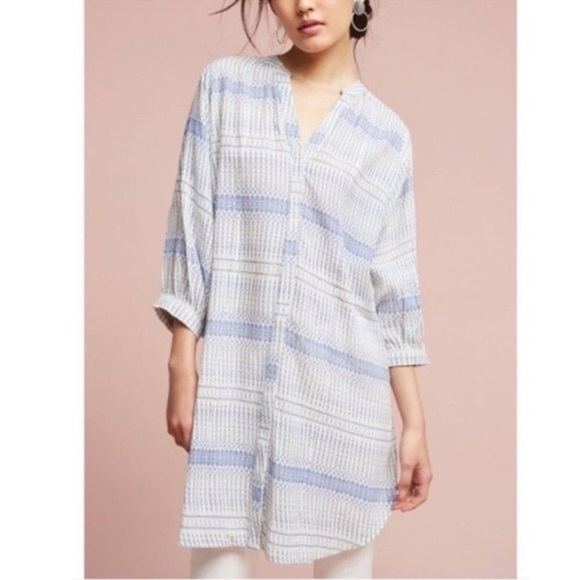 Maeve Anthropologie Boho Coastal Cotton Oversized Shirt - Picture 1 of 7